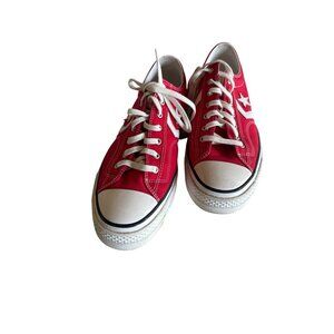 Converse All Star Red Canvas Unisex Star Player Sneakers Size 13/14.5 EU 47.5